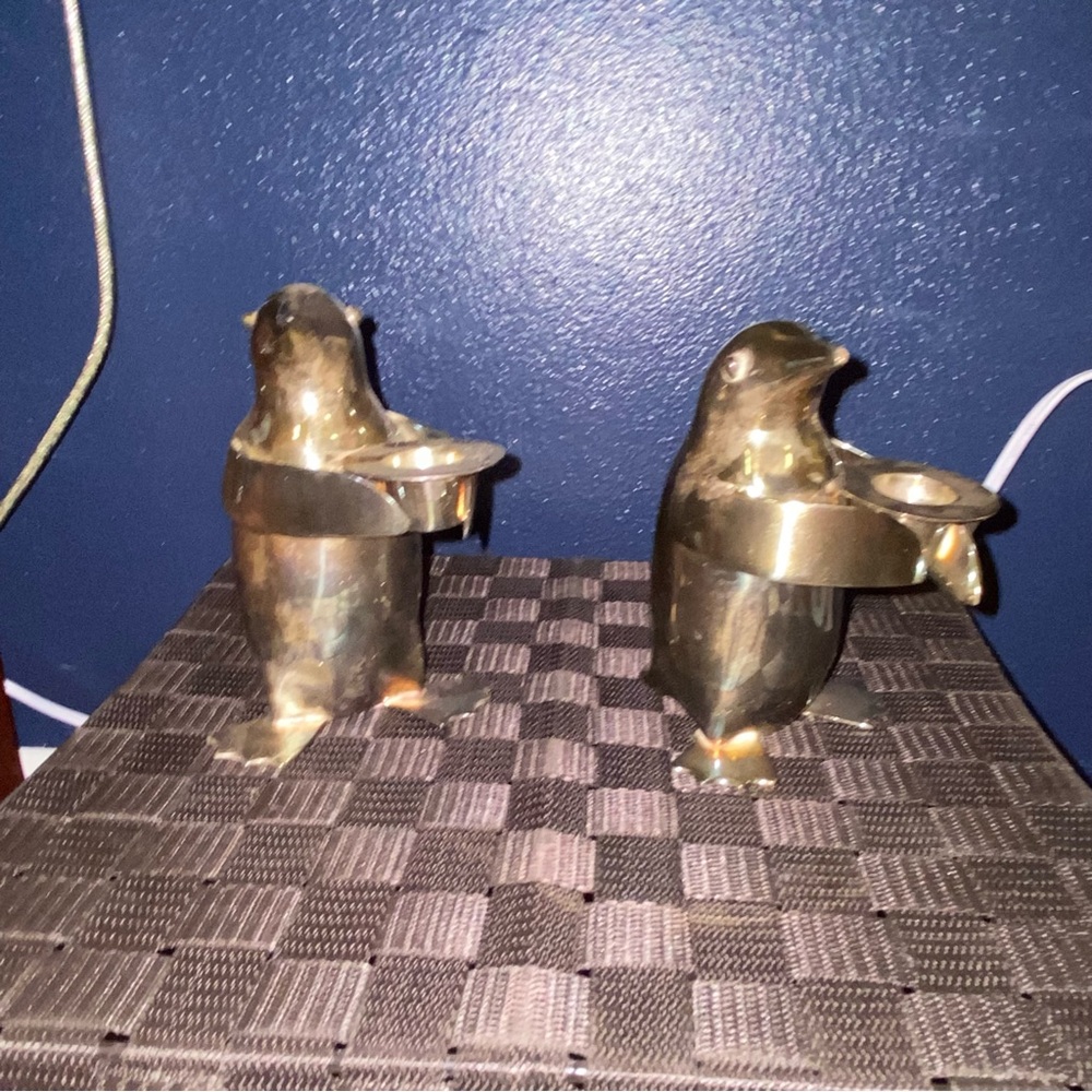 Restoration Hardware silver plated Penguin Candle Holders